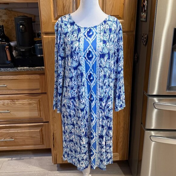 Lilly Pulitzer Ophelia Swing Dress Get Trunky Elephants L EUC - Picture 1 of 13